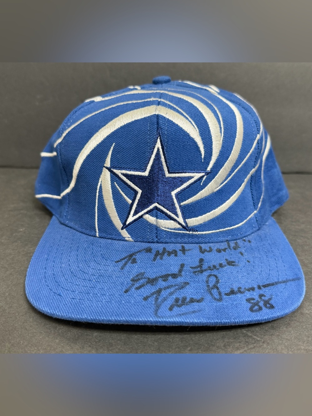 Vintage 90s Drew Pearson Dallas Cowboys Shockwave Snapback Hat Cap NFL Autograph